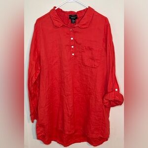 Jones New York Vibrant Red Casual Button Down Shirt